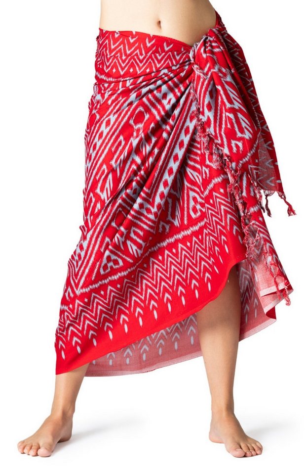 PANASIAM Pareo Sarong mit besonderem Ikat-Muster leichtes Strandtuch Pareo Wickelrock, Hüfttuch Bikini Cover-Up aus 100% Viskose Lunghi Wandtuch Strandkleid von PANASIAM