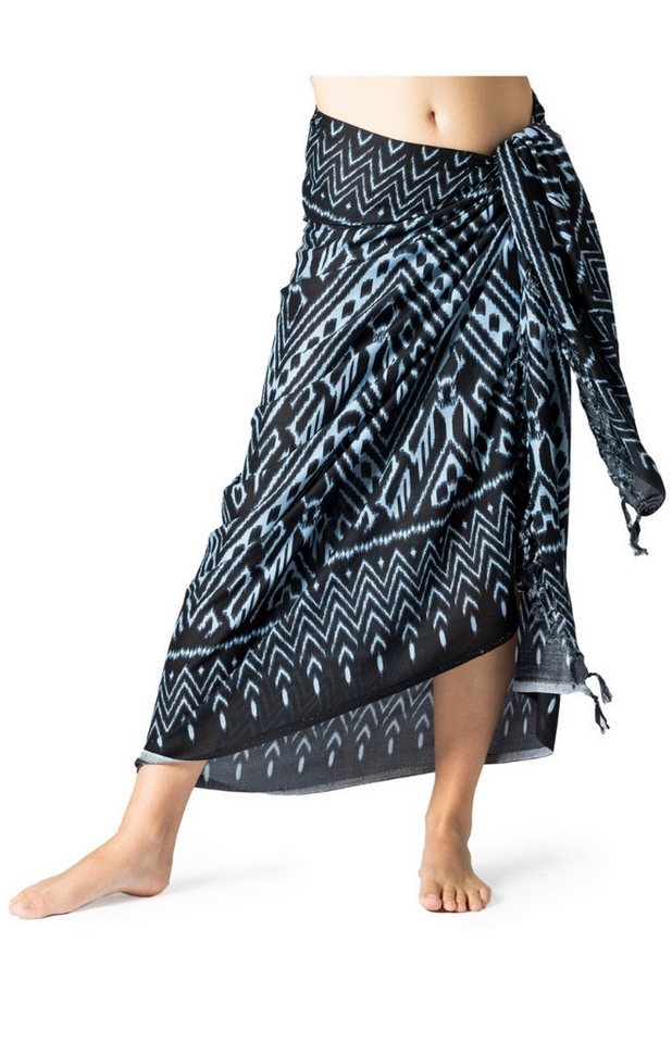 PANASIAM Pareo Sarong mit besonderem Ikat-Muster leichtes Strandtuch Pareo Wickelrock, Hüfttuch Bikini Cover-Up aus 100% Viskose Lunghi Wandtuch Strandkleid von PANASIAM