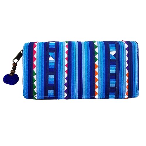 PANASIAM Portemonnaie Akha Tribe | ethno Geldbörse aus Baumwolle | Geldbeutel Purse Wallet | vegan & fair, Türkis-blau, 20x10cm von PANASIAM