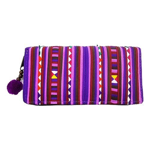 PANASIAM Portemonnaie Akha Tribe | ethno Geldbörse aus Baumwolle | Geldbeutel Purse Wallet | vegan & fair, lila rosa, 20x10cm von PANASIAM