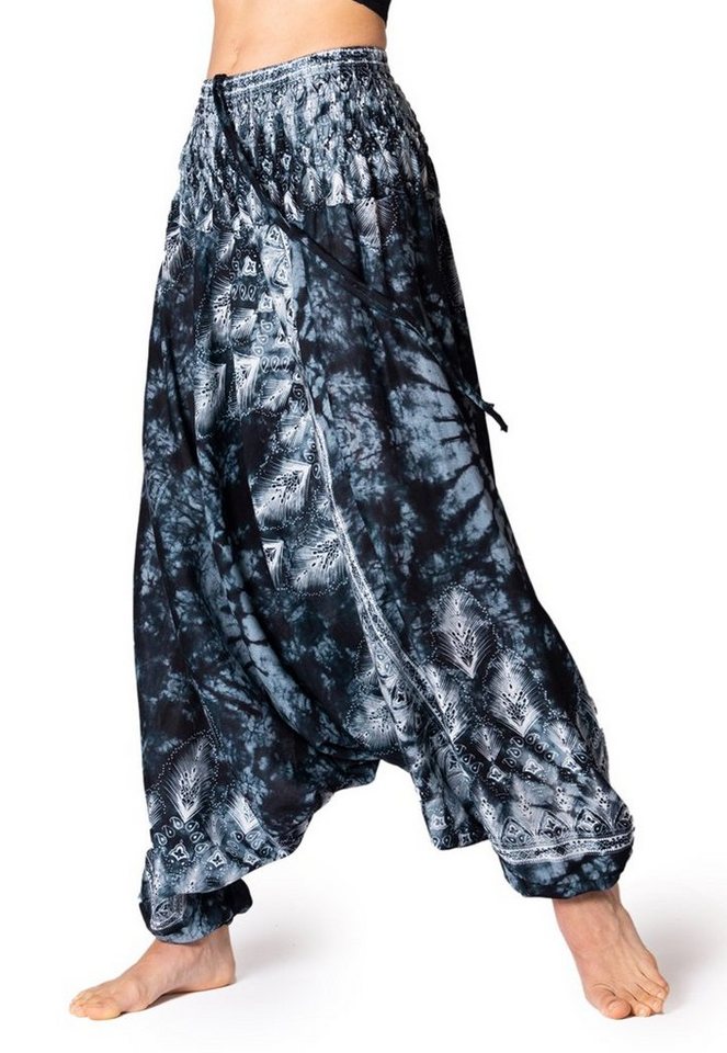 PANASIAM Pumphose Aladinhose Batik Optik Haremshose aus 100% natürlicher Viskose farbenfrohe Freizeithose bequeme Sommerhose Pumphose Pluderhose von PANASIAM
