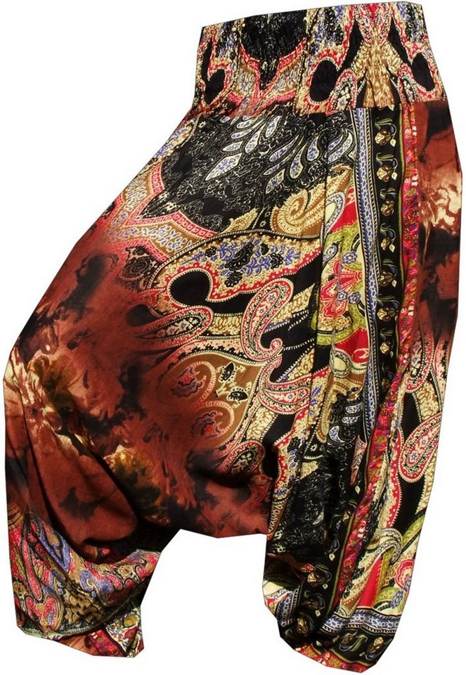 PANASIAM Pumphose Aladinhose Batik Optik Haremshose aus 100% natürlicher Viskose farbenfrohe Freizeithose bequeme Sommerhose Pumphose Pluderhose von PANASIAM