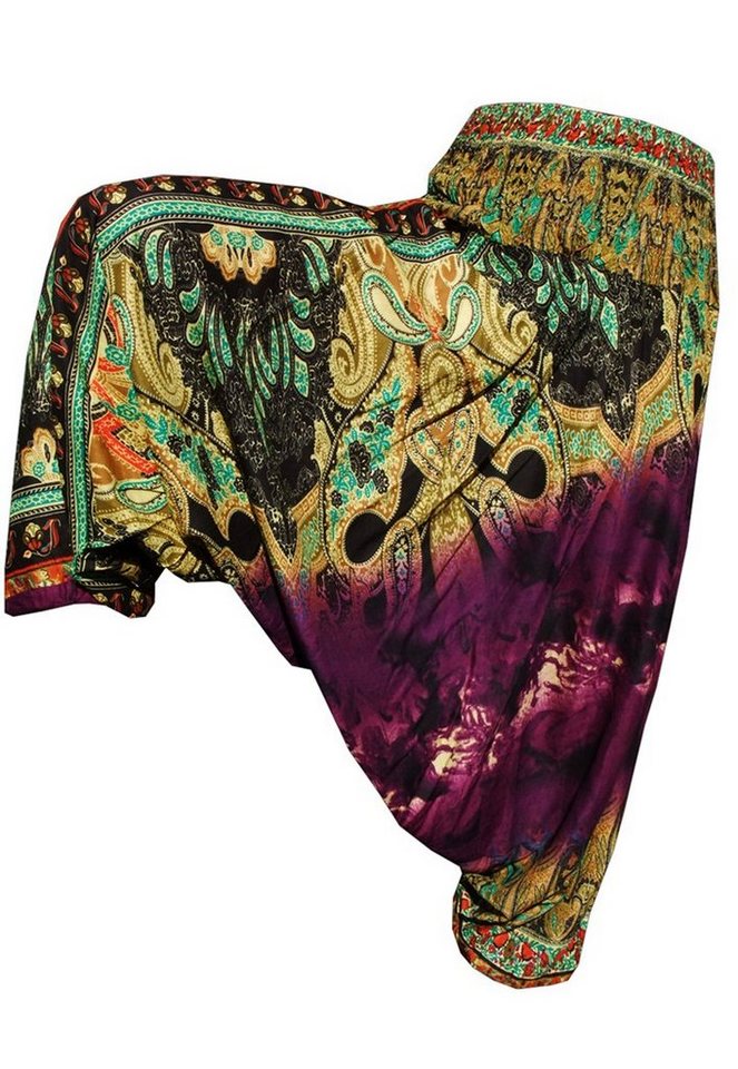 PANASIAM Relaxhose Aladinhose Batik Optik Haremshose aus 100% natürlicher Viskose farbenfrohe Freizeithose bequeme Sommerhose Pumphose Pluderhose von PANASIAM