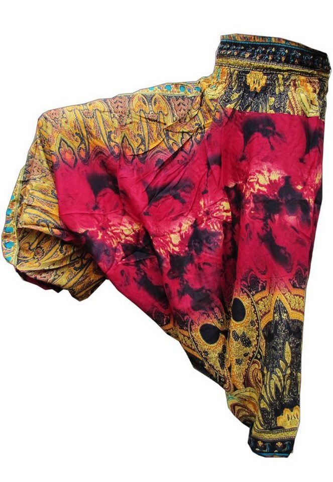 PANASIAM Relaxhose Aladinhose Batik Optik Haremshose aus 100% natürlicher Viskose farbenfrohe Freizeithose bequeme Sommerhose Pumphose Pluderhose von PANASIAM