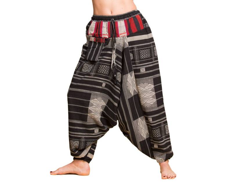 PANASIAM Pumphose Aladinhose Handarbeit mit farbigen Bündchen aus fester Baumwolle Baumwolle Haremshose Freizeithose Pluderhose von PANASIAM