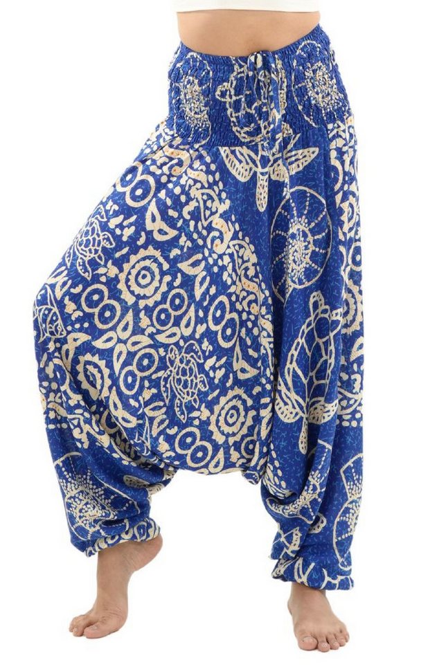 PANASIAM Haremshose Aladinhose aus 100% Viskose weite Haremshose mit breitem Gummibund tropische Genie Hose Buddha Hose Relaxhose lockere Sommerhose Pumphose von PANASIAM