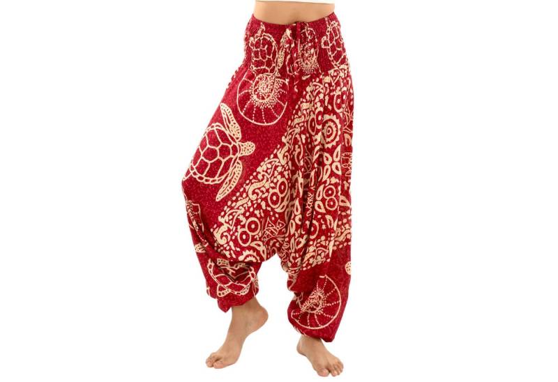 PANASIAM Pumphose Aladinhose aus 100% Viskose weite Haremshose mit breitem Gummibund tropische Genie Hose Buddha Hose Relaxhose lockere Sommerhose Pumphose von PANASIAM