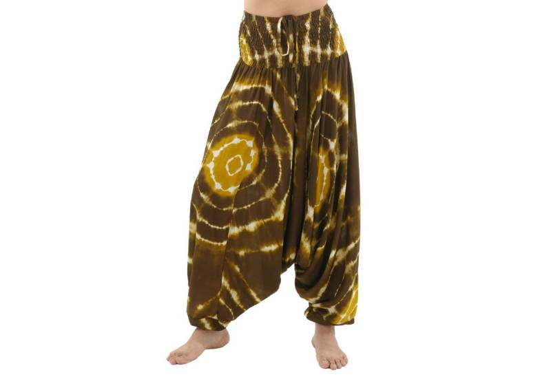 PANASIAM Pumphose Tie-Dye Aladinhose aus 100% Viskose weite Goa Hose für Yoga & Freizeit Haremshose Batik Afghani Hose Pluderhose bequeme Sommerhose Genie Hose von PANASIAM