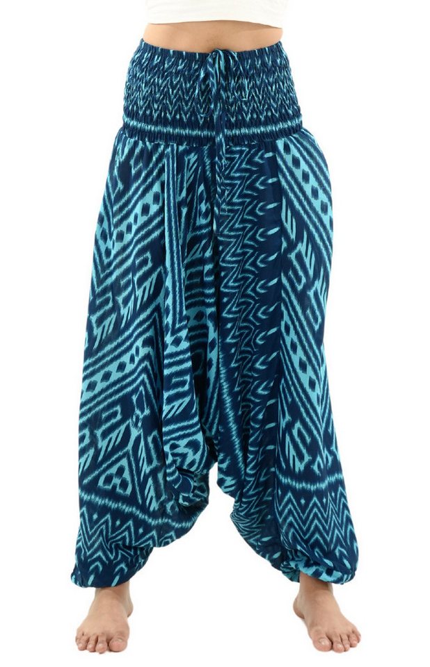 PANASIAM Pumphose weite Aladinhose aus 100% Viskose im Ethno Style mit breitem Gummibund lockere Haremshose Afghani Hose Pluderhose bequeme Realaxhose Pumphose von PANASIAM