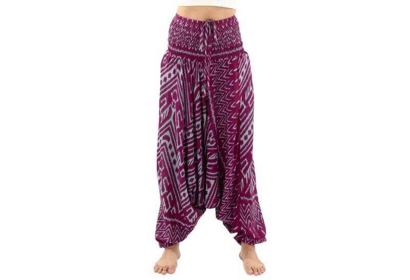 PANASIAM Pumphose weite Aladinhose aus 100% Viskose im Ethno Style mit breitem Gummibund lockere Haremshose Afghani Hose Pluderhose bequeme Realaxhose Pumphose von PANASIAM
