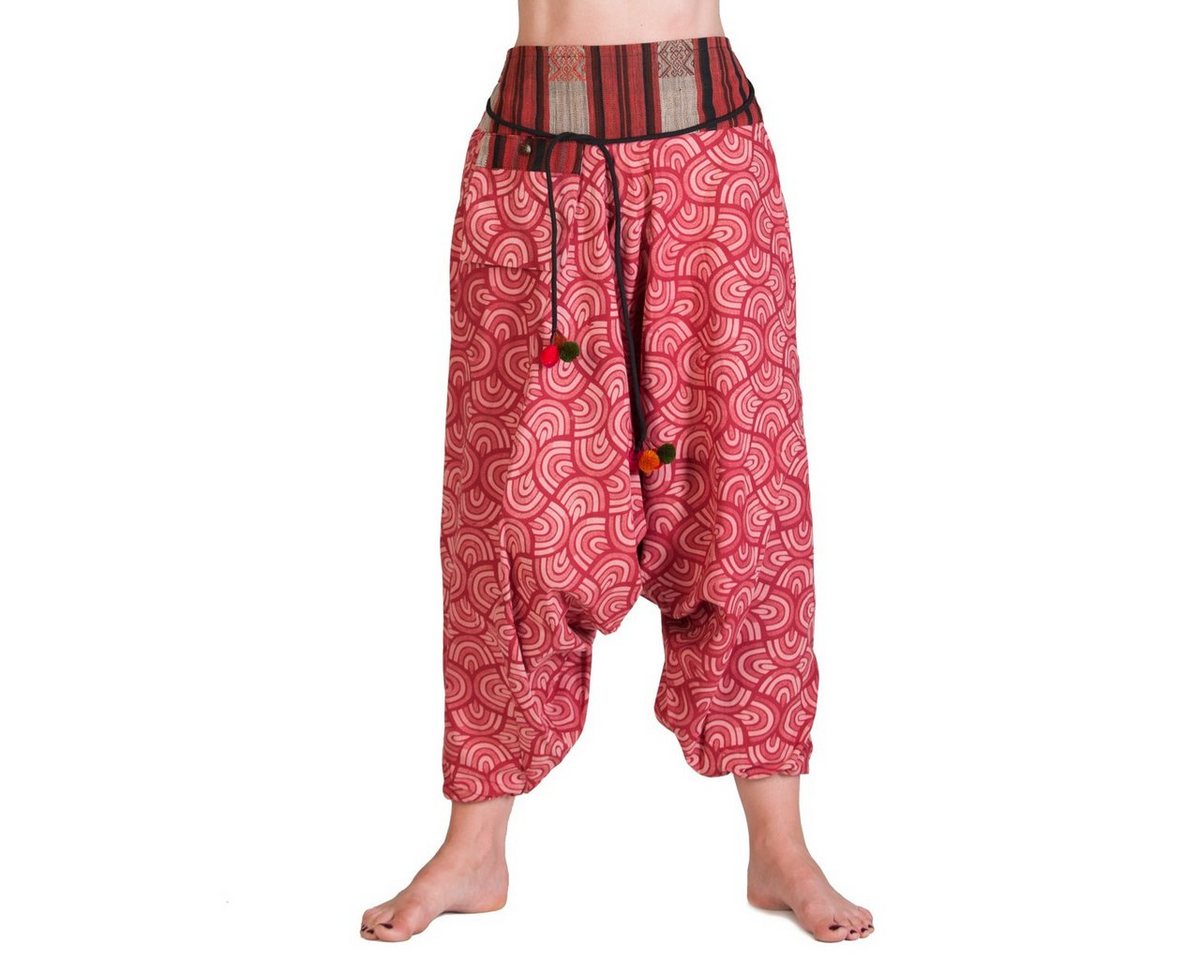 PANASIAM Relaxhose Aladinhose Handarbeit mit farbigen Bündchen aus fester Baumwolle Baumwolle Haremshose Freizeithose Pluderhose von PANASIAM