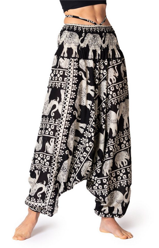 PANASIAM Pumphose Aladinhose Chang Haremshose aus 100% natürlicher Viskose Pumphose auch als Overall tragbar Damen bequeme Freizeithose Pluderhose von PANASIAM