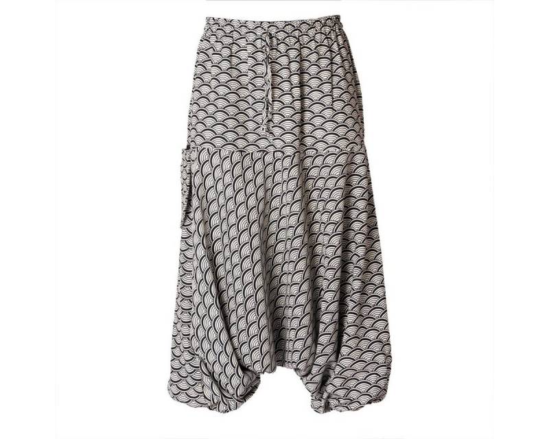 PANASIAM Pumphose Aladinhose Geometrix Haremshose aus 100% grob gewebter Baumwolle mit japanischen Mustern bedruckt Damen Pumphose bequeme Freizeithose von PANASIAM