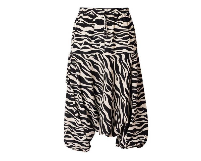 PANASIAM Pumphose Aladinhose Geometrix Haremshose aus 100% grob gewebter Baumwolle mit japanischen Mustern bedruckt Damen Pumphose bequeme Freizeithose von PANASIAM