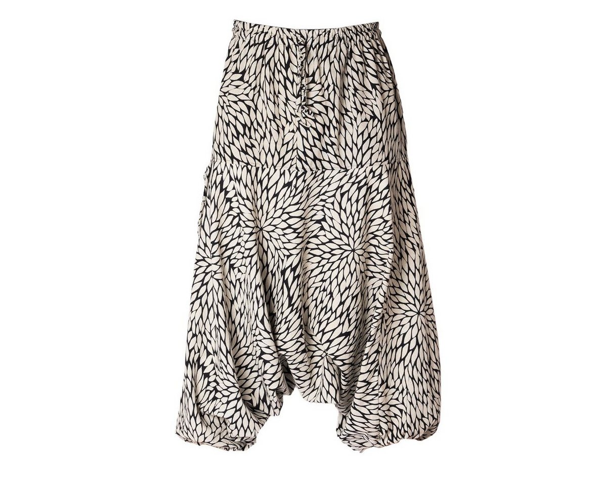 PANASIAM Pumphose Aladinhose Geometrix Haremshose aus 100% grob gewebter Baumwolle mit japanischen Mustern bedruckt Damen Pumphose bequeme Freizeithose von PANASIAM