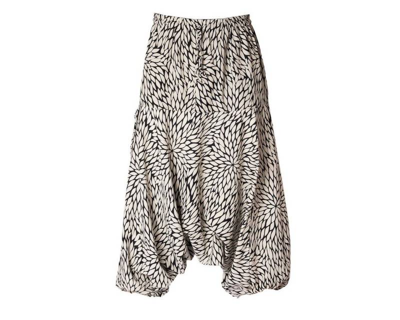 PANASIAM Pumphose Aladinhose Geometrix Haremshose aus 100% grob gewebter Baumwolle mit japanischen Mustern bedruckt Damen Pumphose bequeme Freizeithose von PANASIAM