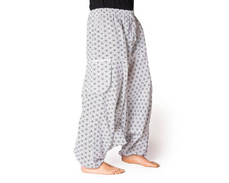 PANASIAM Pumphose Aladinhose Geometrix Haremshose aus 100% grob gewebter Baumwolle mit japanischen Mustern bedruckt Damen Pumphose bequeme Freizeithose von PANASIAM