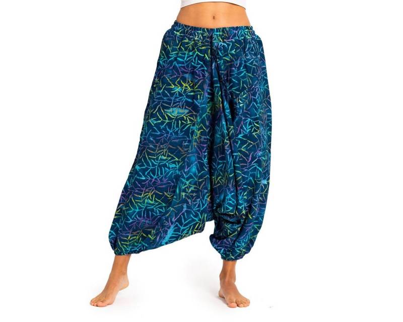 PANASIAM Haremshose Aladinhose Wachsbatik Haremshose aus 100% natürlicher Viskose farbenfrohe Freizeithose bequeme Sommerhose Pumphose Pluderhose von PANASIAM