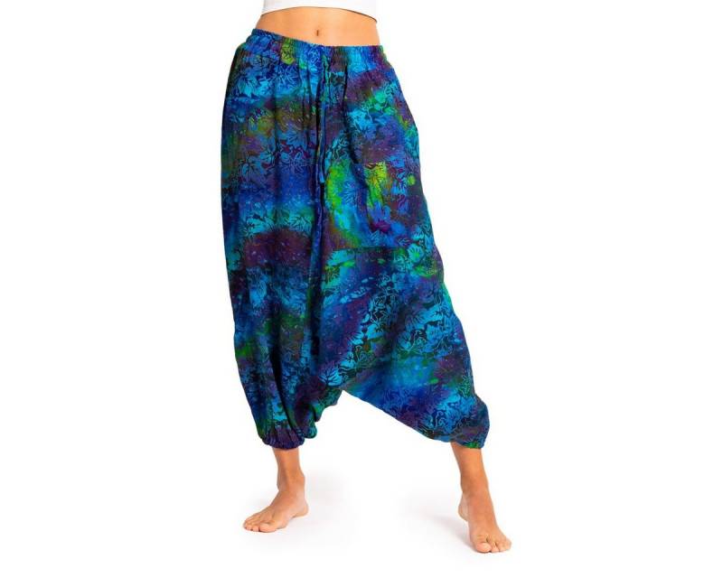 PANASIAM Pumphose Aladinhose Wachsbatik Haremshose aus 100% natürlicher Viskose farbenfrohe Freizeithose bequeme Sommerhose Pumphose Pluderhose von PANASIAM