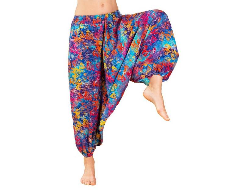 PANASIAM Pumphose Aladinhose Wachsbatik Haremshose aus 100% natürlicher Viskose farbenfrohe Freizeithose bequeme Sommerhose Pumphose Pluderhose von PANASIAM