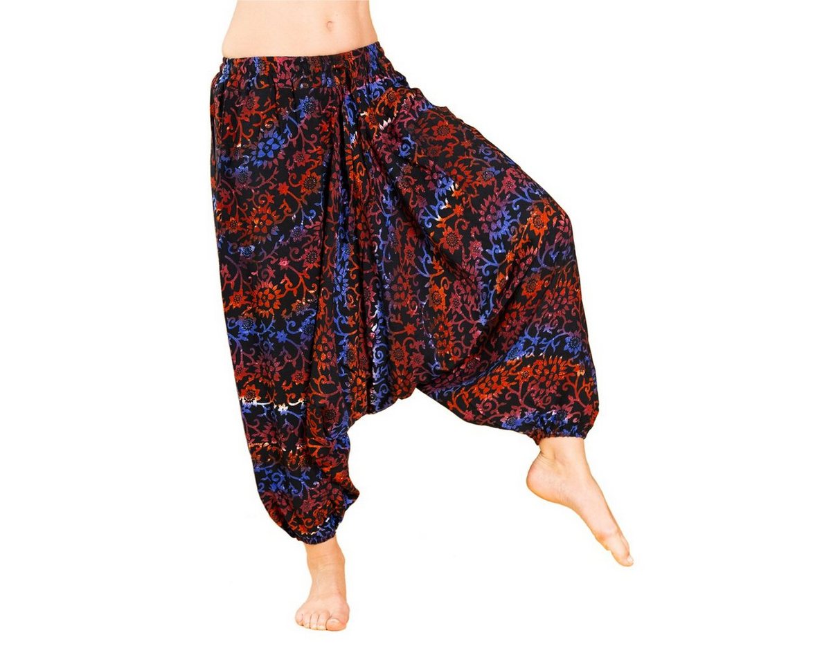 PANASIAM Relaxhose Aladinhose Wachsbatik Haremshose aus 100% natürlicher Viskose farbenfrohe Freizeithose bequeme Sommerhose Pumphose Pluderhose von PANASIAM