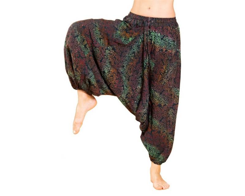 PANASIAM Pumphose Aladinhose Wachsbatik Haremshose aus 100% natürlicher Viskose farbenfrohe Freizeithose bequeme Sommerhose Pumphose Pluderhose von PANASIAM