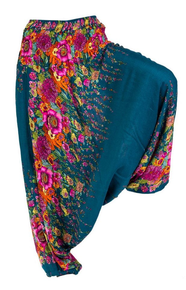 PANASIAM Pumphose Aladinhose mit Blumenmuster aus 100% natürlicher Viskose Haremshose lockere Loungewear weite Pumphose Freizeithose für Alltag Meditation von PANASIAM