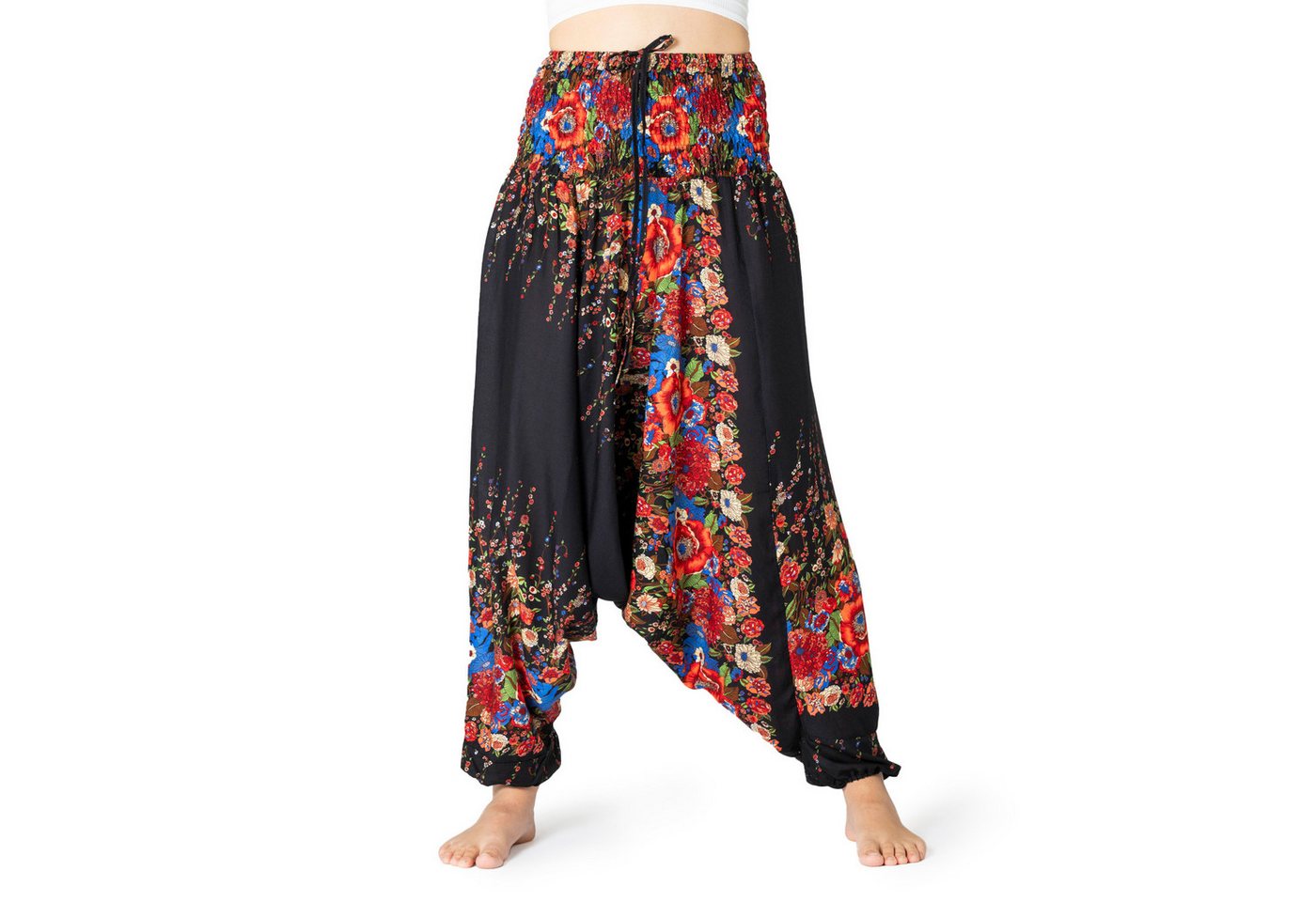 PANASIAM Pumphose Aladinhose mit Blumenmuster aus 100% natürlicher Viskose Haremshose lockere Loungewear weite Pumphose Freizeithose für Alltag Meditation PANASIAM Pumphose Aladinhose mit Blumenmuster aus 100% natürlicher Viskose Haremshose lockere Loungewear weite Pumphose Freizeithose für Alltag Meditation von PANASIAM