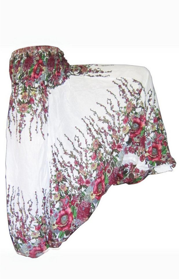 PANASIAM Pumphose Aladinhose mit Blumenmuster aus 100% natürlicher Viskose Haremshose lockere Loungewear weite Pumphose Freizeithose für Alltag Meditation von PANASIAM