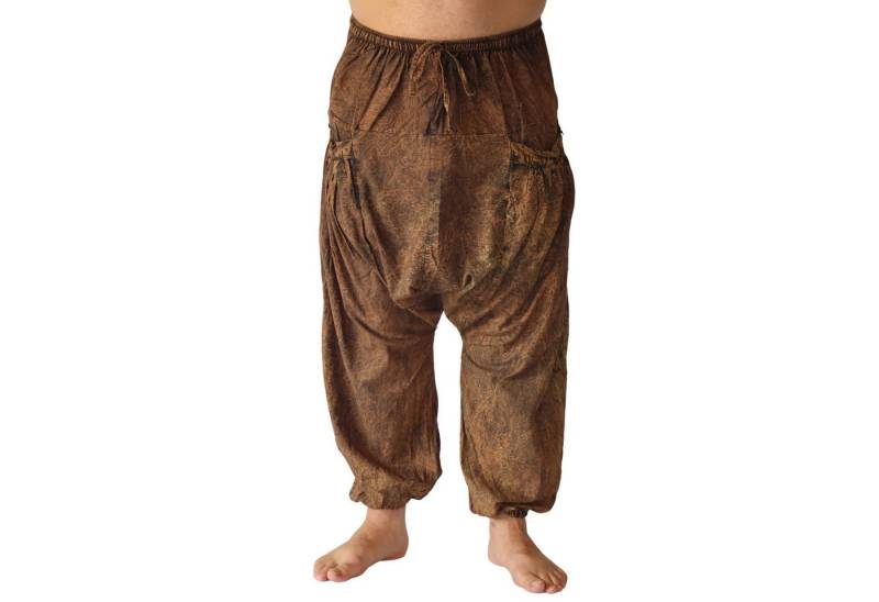PANASIAM Wellnesshose Chillhose stonewashed im Aladin-Style aus 100% Baumwolle locker geschnittene Boho-Hose mit Taschen Freizeithose für Damen und Herren von PANASIAM