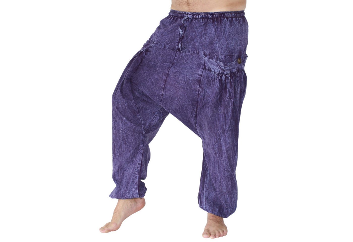 PANASIAM Wellnesshose Chillhose stonewashed im Aladin-Style aus 100% Baumwolle locker geschnittene Boho-Hose mit Taschen Freizeithose für Damen und Herren von PANASIAM