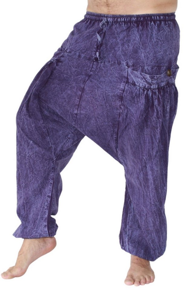 PANASIAM Wellnesshose Chillhose stonewashed im Aladin-Style aus 100% Baumwolle locker geschnittene Boho-Hose mit Taschen Freizeithose für Damen und Herren von PANASIAM