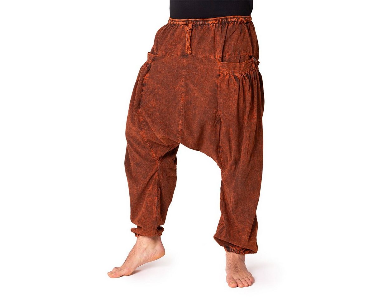 PANASIAM Wellnesshose Chillhose stonewashed im Aladin-Style aus 100% Baumwolle locker geschnittene Boho-Hose mit Taschen Freizeithose für Damen und Herren von PANASIAM