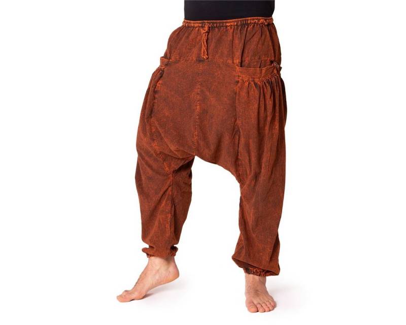 PANASIAM Wellnesshose Chillhose stonewashed im Aladin-Style aus 100% Baumwolle locker geschnittene Boho-Hose mit Taschen Freizeithose für Damen und Herren von PANASIAM