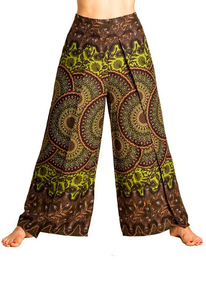 PANASIAM Palazzohose Hosenrock Sunshine Mandala-Muster aus natürlicher Viskose bequeme Boho Wickelhose Culotte Palazzohose mit weitem Bein für Urlaub oder Alltag von PANASIAM