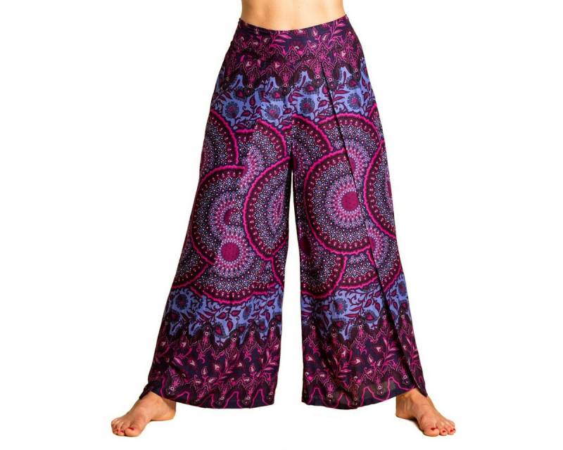 PANASIAM Palazzohose Hosenrock Sunshine Mandala-Muster aus natürlicher Viskose bequeme Boho Wickelhose Culotte Palazzohose mit weitem Bein für Urlaub oder Alltag von PANASIAM