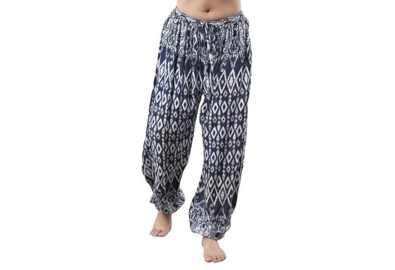 PANASIAM Relaxhose Loosefit Muckhose aus 100% Viskose Haremshose Jogger im Lao Tribe Stil weite Sommerhose Unisex Aladinhose Schlupfhose Strandhose mit Taschen von PANASIAM