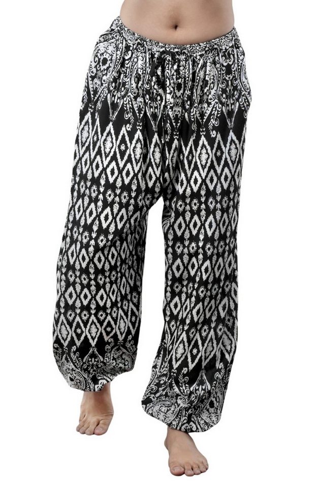 PANASIAM Haremshose Loosefit Muckhose aus 100% Viskose Haremshose Jogger im Lao Tribe Stil weite Sommerhose Unisex Aladinhose Schlupfhose Strandhose mit Taschen von PANASIAM