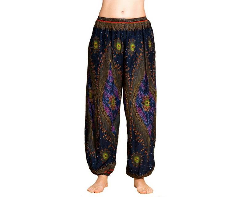 PANASIAM Relaxhose Muckhose im Peacock Design leichte Sommerhose als Haremshose aus hochwertiger natürlicher Viskose Pumphose Freizeithose von PANASIAM