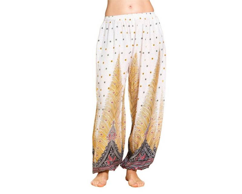 PANASIAM Relaxhose Muckhose im Peacock Design leichte Sommerhose als Haremshose aus hochwertiger natürlicher Viskose Pumphose Freizeithose von PANASIAM