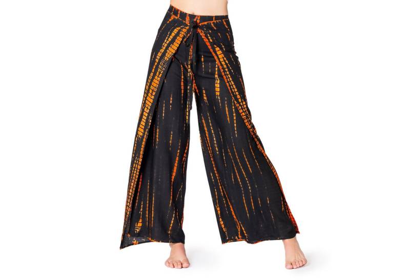 PANASIAM Palazzohose Sunshine Hosenrock im Tie-Dye Design luftige Wickelhose Palazzohose aus natürlicher Viskose Culotte mit weitem Bein für Urlaub Strand Büro von PANASIAM