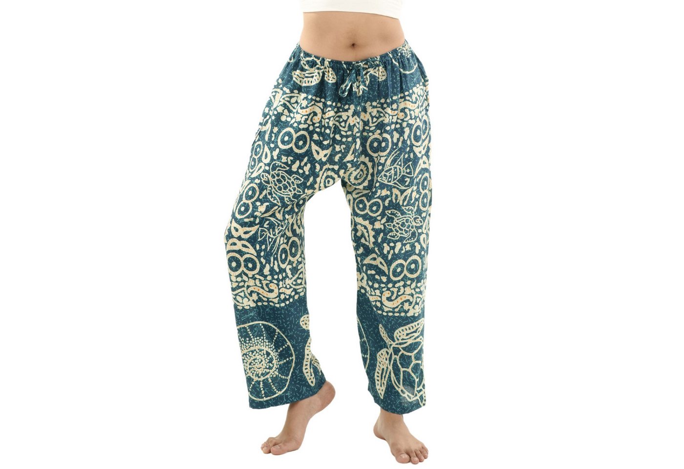 PANASIAM Loungehose exotische Relaxhose aus 100% Viskose Unisex Wellnesshose Sommerhose Freizeithose leichte Stoffhose Haremshose Schlupfhose mit Gummibund von PANASIAM