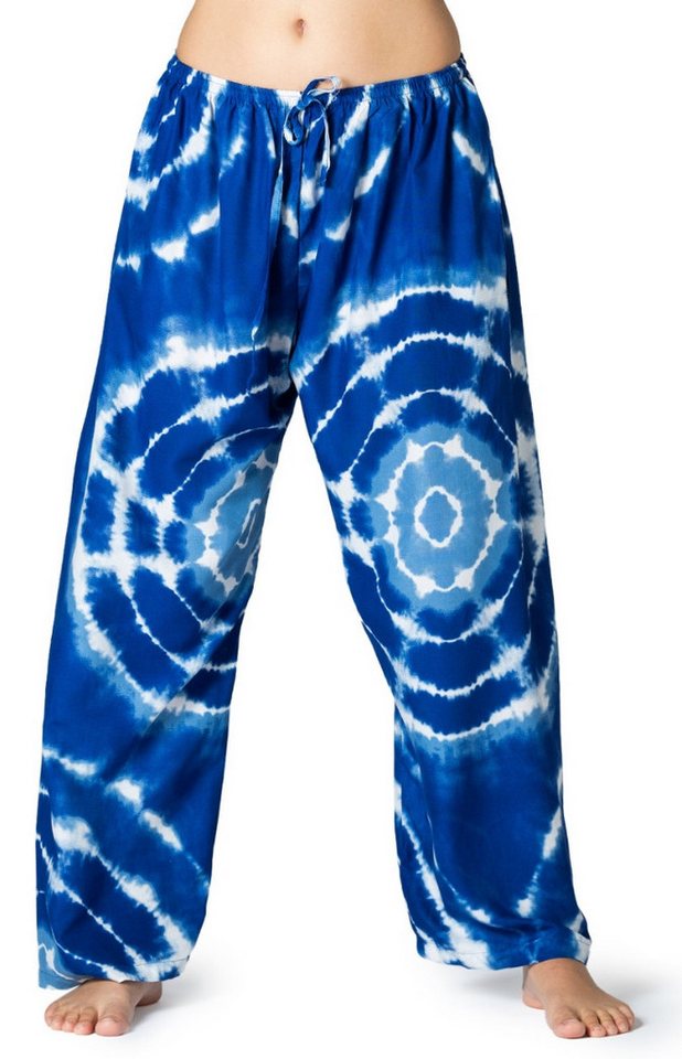 PANASIAM Loungehose Tie-Dye Relaxhose aus 100% Viskose Boho Haremshose für Urlaub Freizeit Unisex Muckhose Wellnesshose Spa Hose für Yoga Sommerhose Schlupfhose von PANASIAM