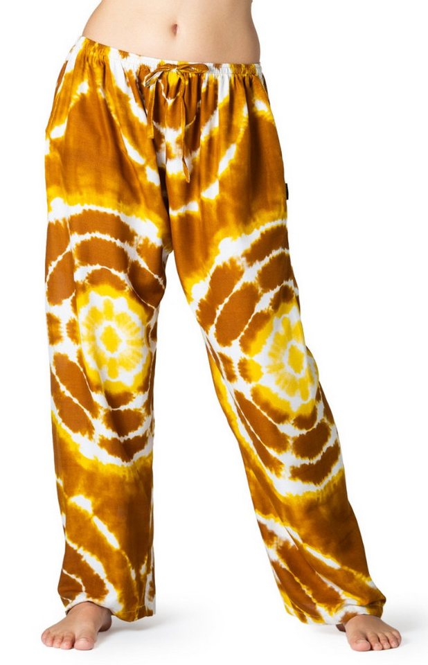 PANASIAM Loungehose Tie-Dye Relaxhose aus 100% Viskose Boho Haremshose für Urlaub Freizeit Unisex Muckhose Wellnesshose Spa Hose für Yoga Sommerhose Schlupfhose von PANASIAM