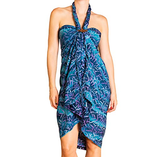 PANASIAM Sarong B015 Bluetone Bambooleaf, L von PANASIAM