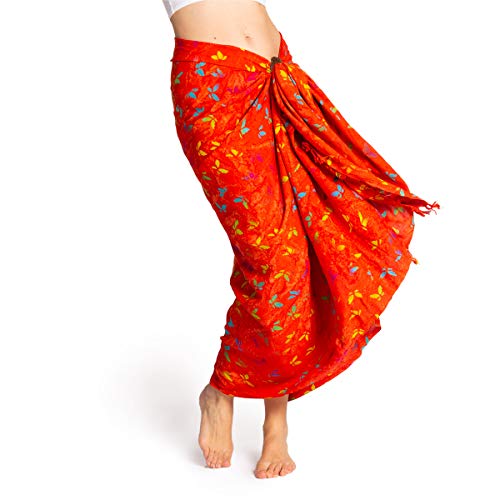 PANASIAM Sarong B503 red butterfly, L von PANASIAM