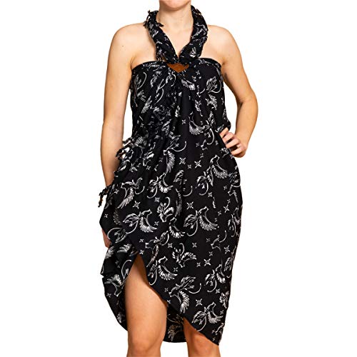 PANASIAM Sarong B900 black bird, L von PANASIAM