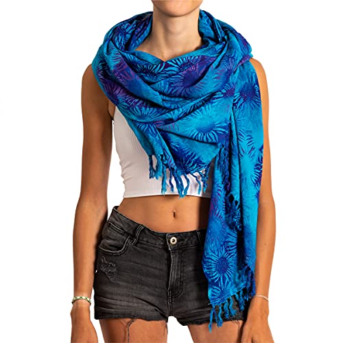 PANASIAM Scarf 190x116 cm, B110 blue flower, L von PANASIAM