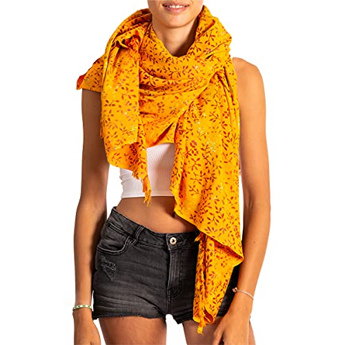 PANASIAM Scarf Batik 190X116cm, B303 orange leaf, L von PANASIAM