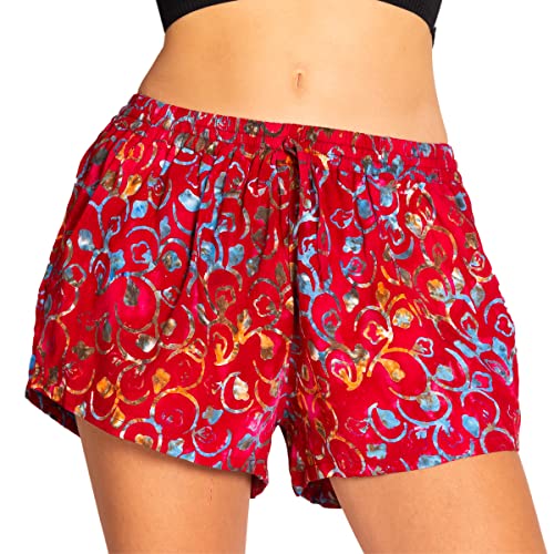 PANASIAM Shorts, Wachsbatik B507_red-floral, L von PANASIAM